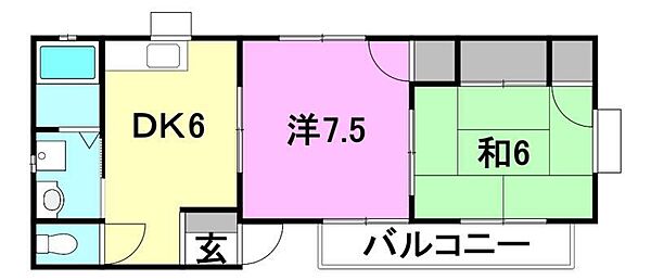 大西ハイツ 202 号室｜愛媛県東温市樋口(賃貸アパート2DK・2階・43.80㎡)の写真 その2