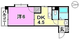 アルバコート 1DKの間取図画像