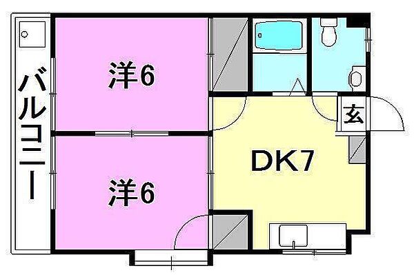 コスモリヴェール朝生田 401 号室｜愛媛県松山市朝生田町1丁目(賃貸マンション2DK・4階・38.88㎡)の写真 その2