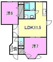ヴィラ軽井沢B 2LDKの間取図画像