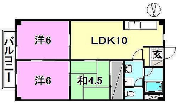 たかおマンション 406 号室｜愛媛県松山市古川西1丁目(賃貸マンション3LDK・4階・52.97㎡)の写真 その2