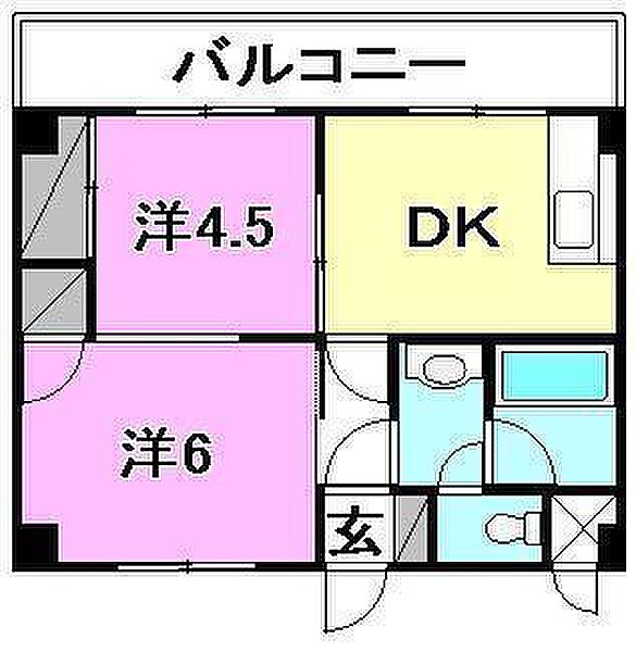 第5ミサワハウス 401 号室｜愛媛県松山市美沢2丁目(賃貸マンション2DK・4階・37.40㎡)の写真 その2