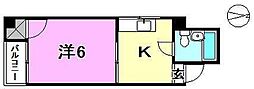 第4杉フラット 1Kの間取図画像
