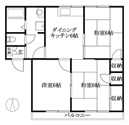 フレグランス乃万 3DKの間取図画像
