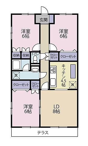 コーポつよし 1 号室｜愛媛県松山市津吉町(賃貸アパート3DK・1階・69.56㎡)の写真 その1