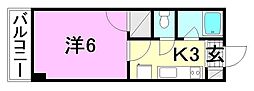 ボナール一番館 1Kの間取図画像