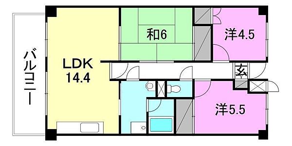 エル．エスパシオ 203 号室｜愛媛県東温市志津川(賃貸マンション3LDK・2階・70.15㎡)の写真 その2