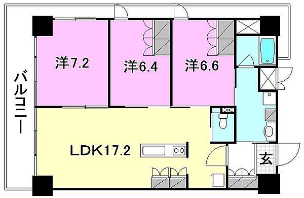 via　FIORE 505 号室｜愛媛県松山市姫原3丁目(賃貸マンション3LDK・5階・80.25㎡)の写真 その2