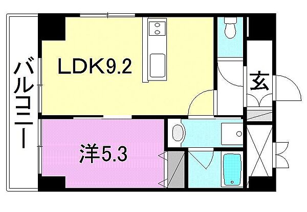 佐伯ビルディングス 7-A 号室｜愛媛県松山市宮田町(賃貸マンション1LDK・7階・38.85㎡)の写真 その2