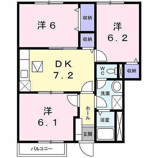 リュエル・ロジュマンＡＢ A101 号室｜愛媛県松山市辻町(賃貸アパート3DK・1階・58.58㎡)の写真 その2