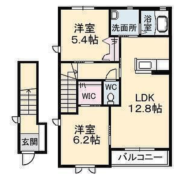 テラスコート東垣生Ａ棟 201 号室｜愛媛県松山市東垣生町(賃貸アパート2LDK・2階・61.63㎡)の写真 その2