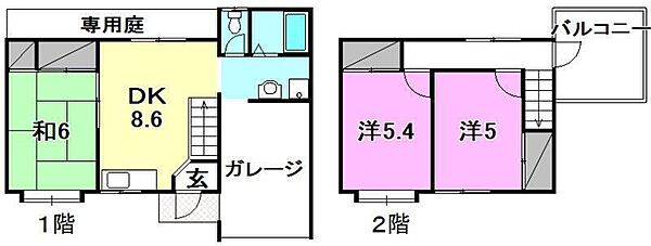 タウンハウス美里Ｎ棟 1 号室｜愛媛県松山市朝生田町2丁目(賃貸一戸建3DK・2階・61.47㎡)の写真 その2