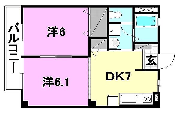 フォブール一色3 303 号室｜愛媛県松山市南江戸2丁目(賃貸マンション2DK・3階・39.75㎡)の写真 その2