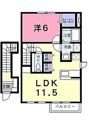 サンリットB棟 1LDKの間取図画像