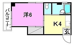 メゾンAD2 1DKの間取図画像