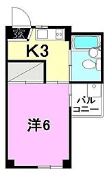 メゾンAD2 1Kの間取図画像