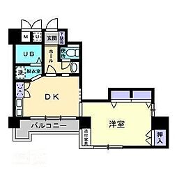 ドリームスクエアーかやまち 3階1DKの間取り