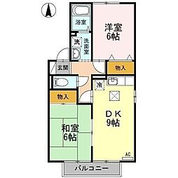 セジュール力石B 2DKの間取図画像