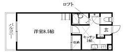 ハイツサブリナ 1Kの間取図画像