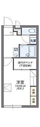 レオパレスとねりこ1 1Kの間取図画像
