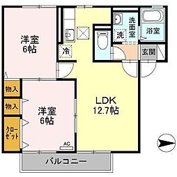 ルピナスコートA 2LDKの間取図画像