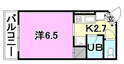 オクトワール土居田西館 1Kの間取図画像