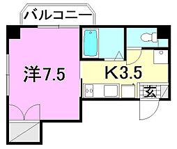 サンシビック 1Kの間取図画像
