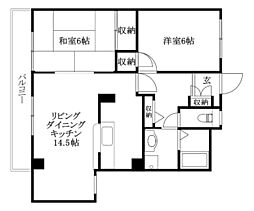 フォブールキュア井上 2LDKの間取図画像
