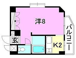 パラドール東雲1 1Kの間取図画像
