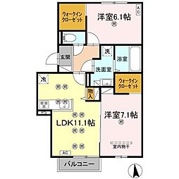 Maison Blanche 201 号室 2階2LDKの間取り