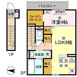 メルベーユトリシア 202 号室 2階1LDKの間取り