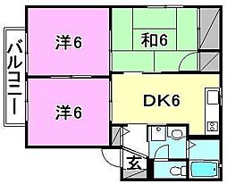 グラッド森田D 3DKの間取図画像