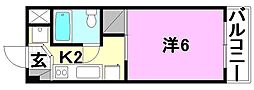 二宮マンション 1Kの間取図画像