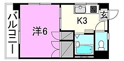 エミグランド清水町 1Kの間取図画像
