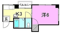 オックスフォードサーカス春日町別館 1Kの間取図画像
