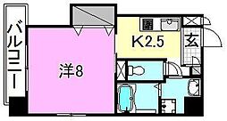 メイフェア空港通スクエア 1Kの間取図画像