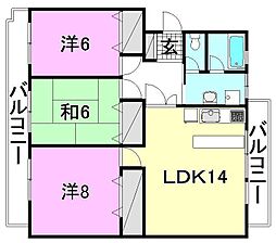 レジデンス持田B 3LDKの間取図画像