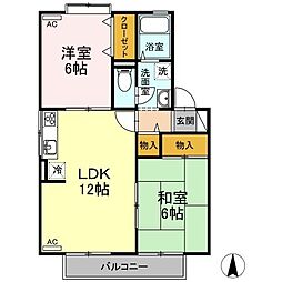 シャトレー中村 2LDKの間取図画像