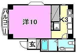 リァトリス御幸 1Kの間取図画像