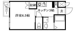 ジャンヌ喜与町 1Kの間取図画像