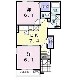 メルヘンライツ 2DKの間取図画像