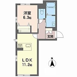 リーフガーデン1 1LDKの間取図画像