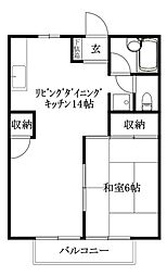 北久米ハイツ 1LDKの間取図画像