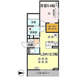 クランツ朝生田 1LDKの間取図画像