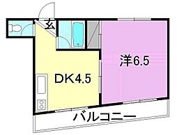 ダイヤモンドビューミツイ 1DKの間取図画像