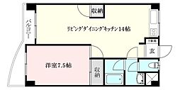 ロイヤルアネックス福音寺 1LDKの間取図画像