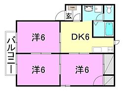 ラフレシア杉浦I 3DKの間取図画像