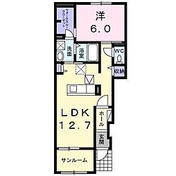ドミール・シオン 1LDKの間取図画像