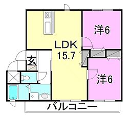 ブライムブルーム 2LDKの間取図画像