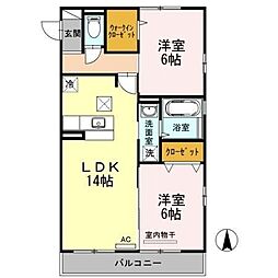 空と風A 2LDKの間取図画像